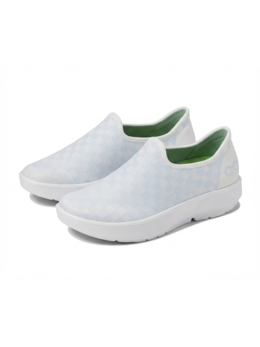 OOFOS OOmg eeZee Recovery Shoes 6.5Low White Checkerboard Casual Walking Slip On
